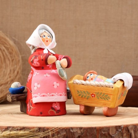 Kovrov toy "Nanny with a cradle", ceramics