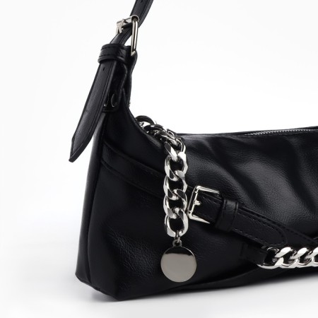 Women's bag with chains, 28*12*6 cm, black color-4