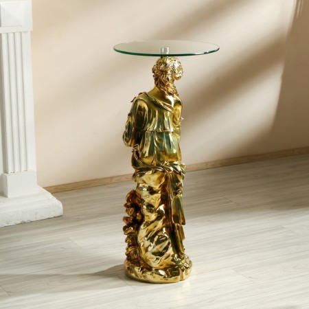 Decorative table "Girl with birds" gold 38x38x80 cm-3