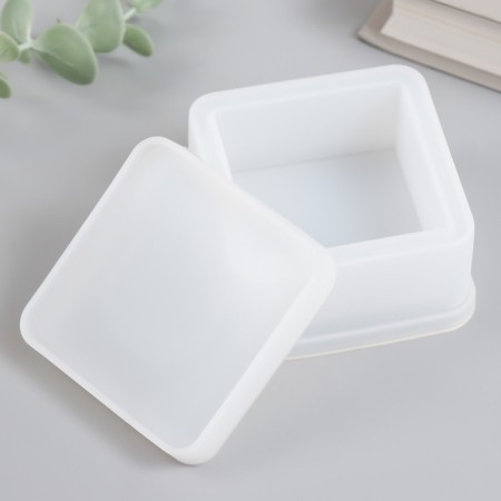 Mold Silicon "Casket Square" with a lid 8x8x5.1 cm-1