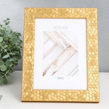 Photo frame Plastic "Mira" 15x21 cm, 651618 gold (plastic screen)-1