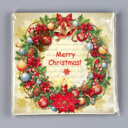 Paper napkins "New Year's Wreath", 33x33 cm, set 20 pcs.-3