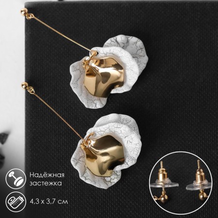 Earrings Assorted "Wind" butterfly, white color in gold
