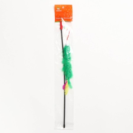 Domestico-pitch with feathers, downy tail and beads, green-3