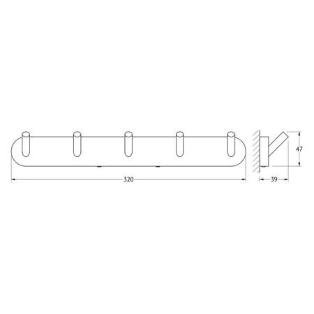 ARTWELLE HARMONIE hanger, 5 hooks, chrome, 32 cm-1