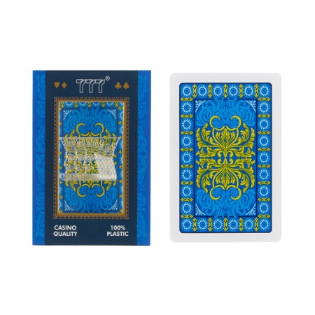 Plastic playing cards "777", 54 pcs, 30 μm, blue with gold-2
