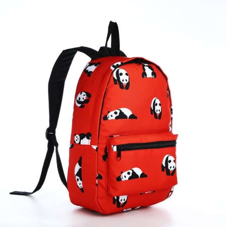 A backpack with a zipper, the color is red
