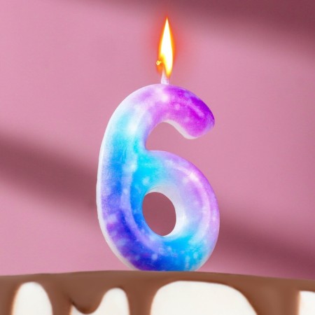 Candle in the cake on the skewer "Galaxy", the number 6, 5.5 cm