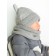 A cap on ties with ears children's Amarobaby Pure Love Bear, with a lining, size 38-40 cm, color gray color