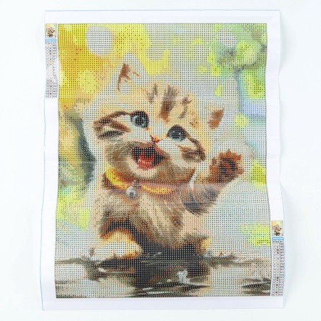 Diamond mosaic with full filling on the canvas "Fluffy Milash", 30 x 40 cm-3