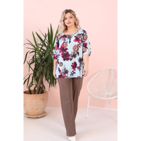 Female blouse, size 52, blue color-8