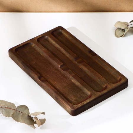 ADELICA tablespoon stand, 3 sections, 24 × 15 × 1.8 cm, painted in dark color, birch-1