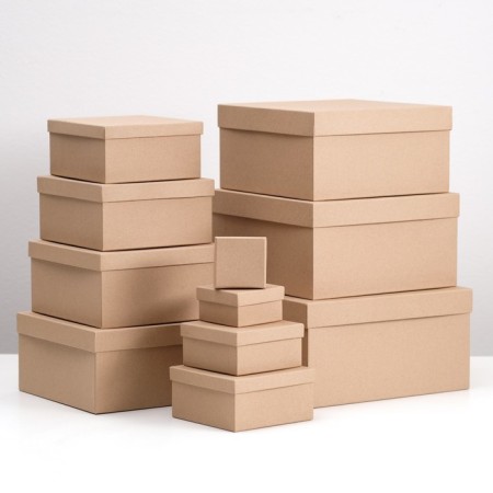 A set of square boxes 11 in 1 "plain craft" 26 x 26 x 12.5 - 6.5 x 6.5 x 4 cm