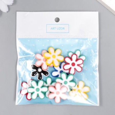 Acrylic beads "Chamomile" MIX 0.4x2.3x2.3 cm-3