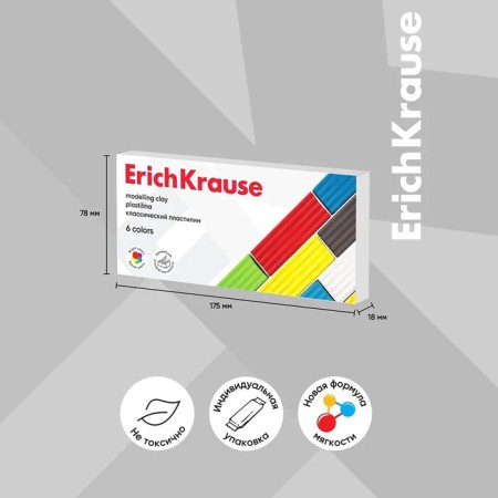 Plasticine 6 colors, 96 g, Erichkrause Basic, in cardboard packaging-1