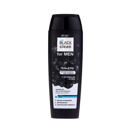Gel-Dush Vitex For Men Black Clean for Hair, Body and Beard with Active Love, 400 ml