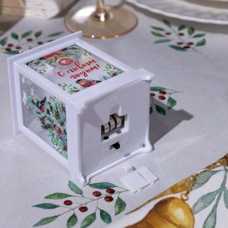 LED figure "White Lantern with Bullfinaries" 6.3 × 12 × 6.3 cm, plastic, batteries AG13x3, glow warm white-2