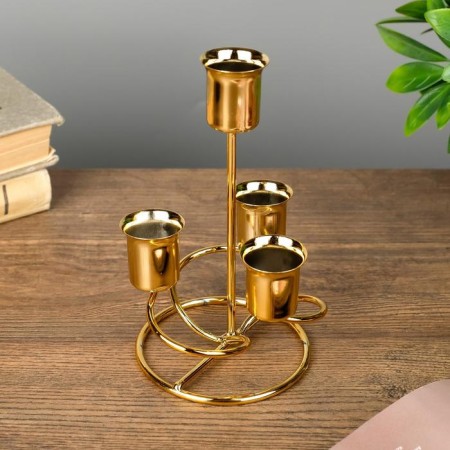 Summary Metal for 4 candles "spiral" gold 16x9x9 cm-4
