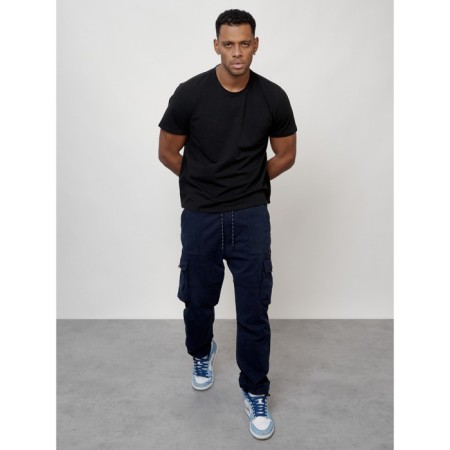 Cargo jeans men, size 52, dark blue color-10