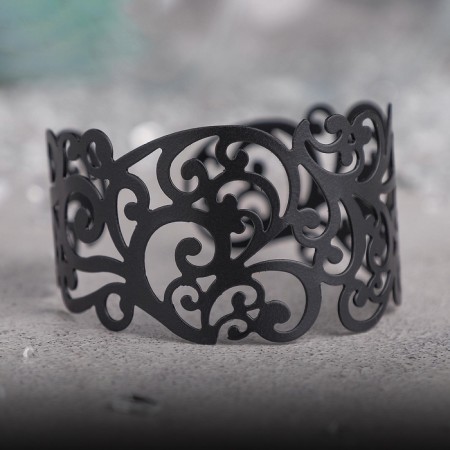 Bracelet Metal "Karka" Fest lady, pattern, black color, 6 cm-6