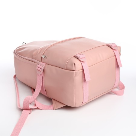 Youth backpack on a zipper, 3 pockets, pink color-4