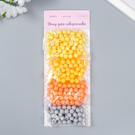 Beads for creativity plastic "Orange" matte d = 0.8 cm set 4 colors x 20 g