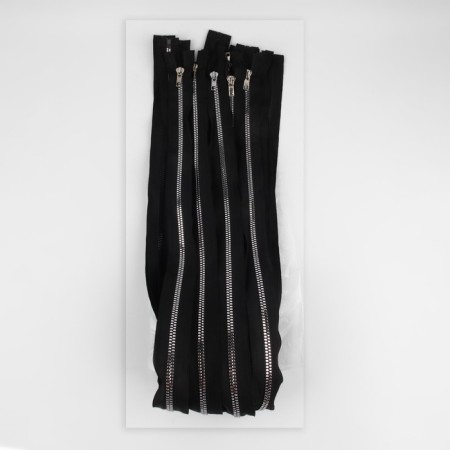 Lightning "Tractor", No. 5, connective, decorative link "Akuli tooth", castle machine, 80 cm, black/silver color-2