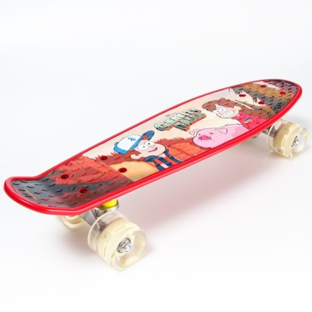 Penniboard Gravity Falls 56 x 16 cm, light wheels PU 60x45 mm, ABEC 7, burgundy color-2