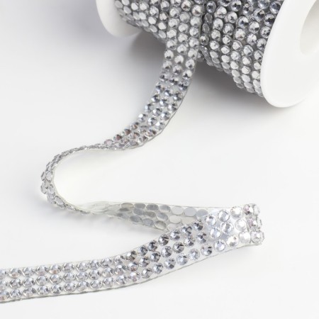 Thermoclay rhinestones, d = 4 mm, width - 12 mm, 4.5 ± 0.5 m, silver color-1