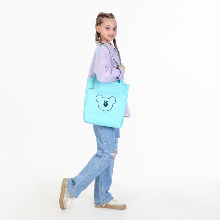 School set. A backpack with a zipper, a chover, bag, a pencil case, a bag for coins, the color is turquoise-4