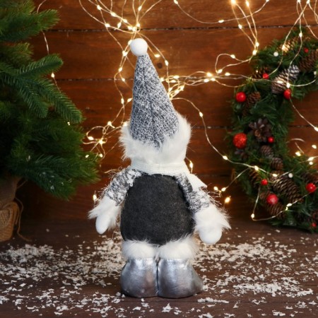 Soft toy "Snowman in the cap and scarf" 16x30 cm, white-gray-1