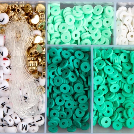 Beads in the box "Green" thread 0.8 mm 5 m 12x8.4x2.2 cm-1