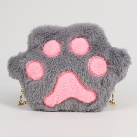 Plush "paw" bag, gray color-1