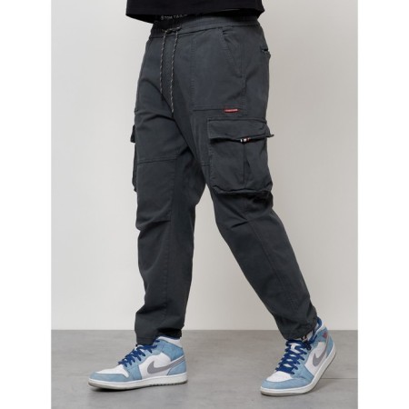 Cargo jeans men, size 52, dark gray color-4