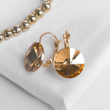 Earrings with rhinestones "Bright classic", gold color in gold, d = 1.6 cm-1