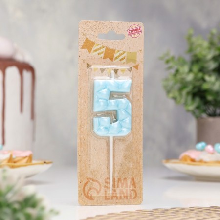 Candle for the cake "ice", number "5, blue-1