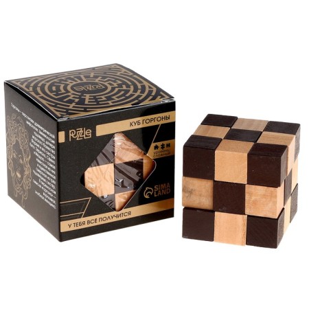 Puzzle wooden games of the mind "Cube Gorgon" MIX-3