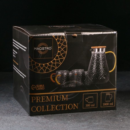 Set for drinks made of glass Magistro "Eco. Sarah ", 5 items: a jug 1.8 l, 4 circles 300 ml-6