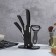 Set of knives on the stand Magistro Black, 4 objects: 3 knife, vegetable cleaning, black color