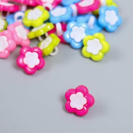 A set of buttons of decorative plastic "Flower with an insert" set 30 pcs 1.4x1.4 cm mix-1
