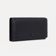 Women's wallet on the button, black color