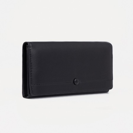 Women's wallet on the button, black color