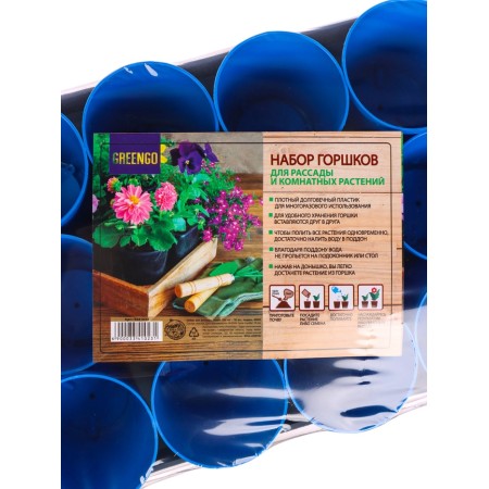 Set for seedlings: glasses of 250 ml (18 pcs), pan 40 × 20 cm, color mix, Greengo-14