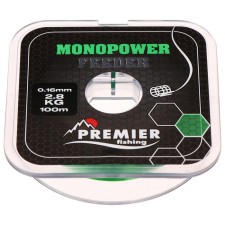 Premier Fishing Monopower Feeder, diameter 0.16 mm, test 2.8 kg, 100 m, green