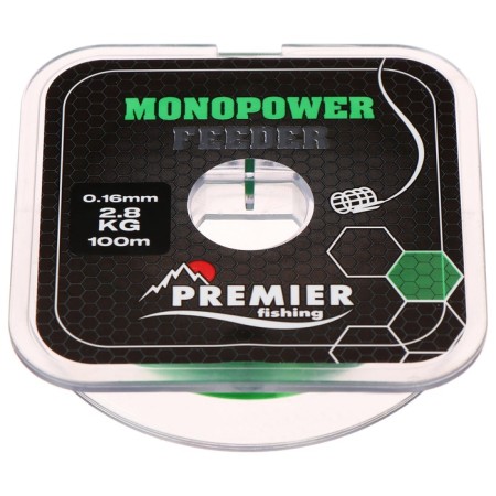 Premier Fishing Monopower Feeder, diameter 0.16 mm, test 2.8 kg, 100 m, green