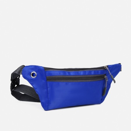 Zipper waist bag, outer pocket, USB connector, blue color-1