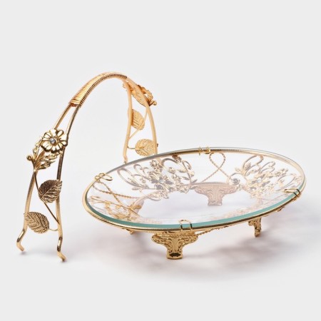 VAZA Oval Haigarden, 26 × 18 × 19 cm, removable handle, Golden metal color-2