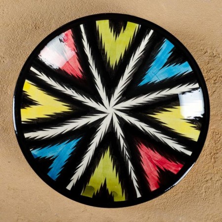 The plate of Rishtan ceramics "Atlas", multi -colored, flat, 15 cm-1