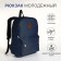 Youth backpack with lightning, external pocket, blue color
