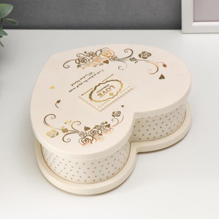 Musical Mechanical Casket "Heart with Golden Patterns" 6.5x19.5x16 cm-2